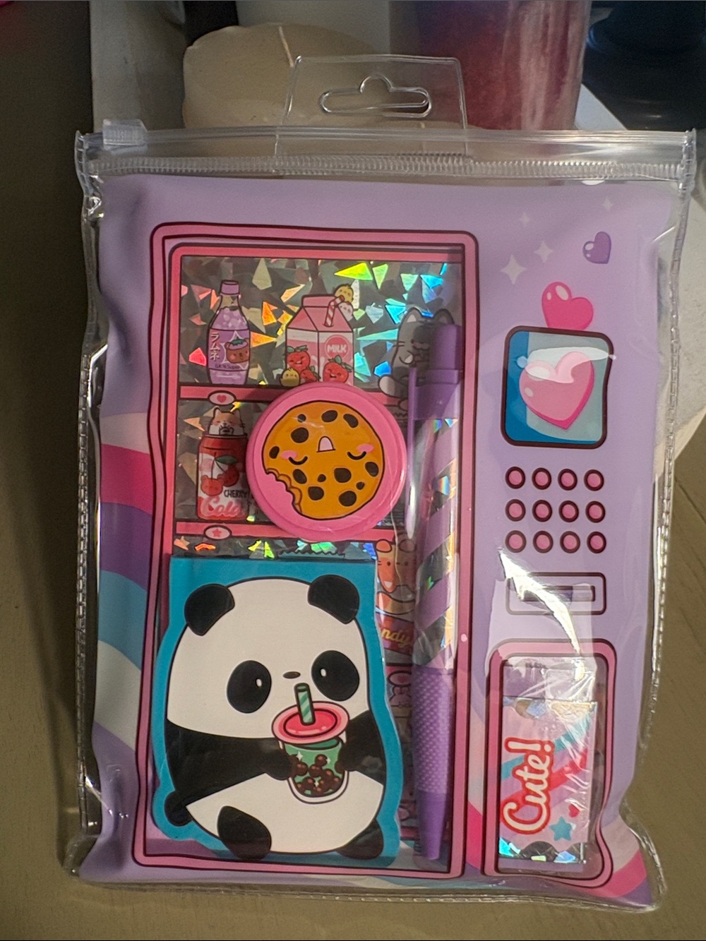 Panda Snack Notepad & Pen Set - Purple